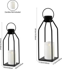 Black Metal Candle Lanterns Living Room Decor, 2 Pack