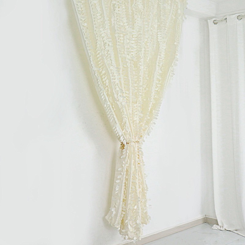 8 ft x 8 ft IVORY Leaf Petal Taffeta Backdrop Drape CURTAIN Panel Party