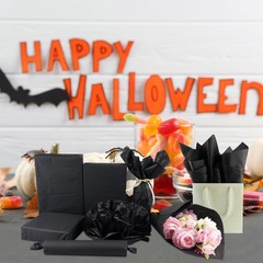 NEBURORA 100 Sheets Black Tissue Paper for Gift Bag 20×14 Inches black