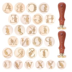 SWANGSA Initial Alphabet Wax Seal Stamp Kit, Vintage Botanical Leaves 26 Lett…