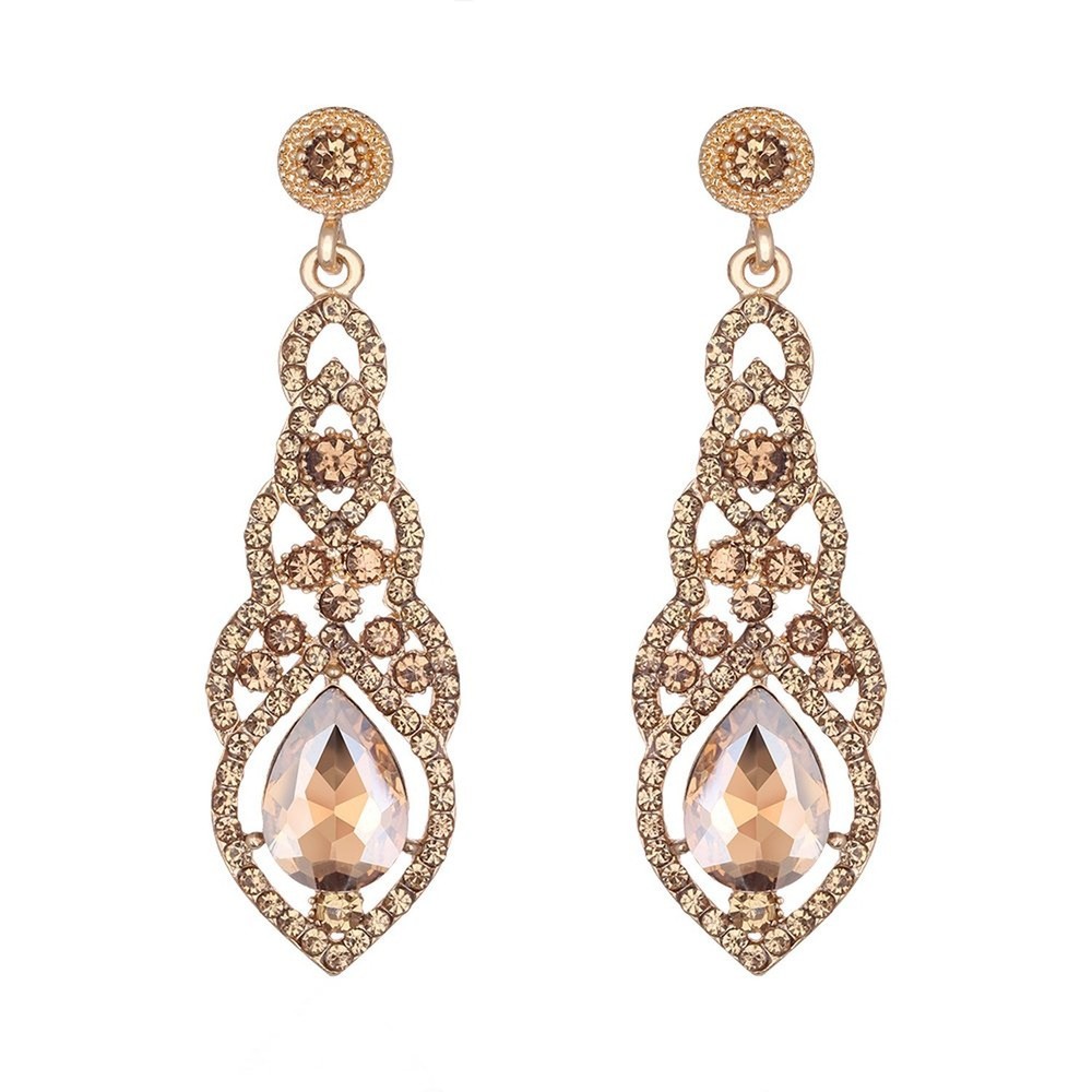 mecresh Women’s Alloy Teardrop Crystal Chandelier Dangle Earrings C-champagne