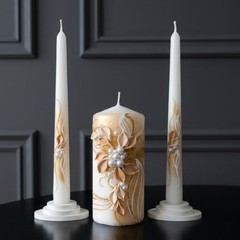 Unity Candle Set for Wedding Ceremony – 6” Pillar & 10” Taper Candles – Long …