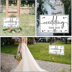 Double-Sided Wedding Directional Signs Weather-Resistant Easy Setup Elegant New