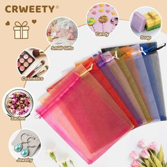 Organza Bags, Small Mesh Gift Bags Drawstring for Jewelry
