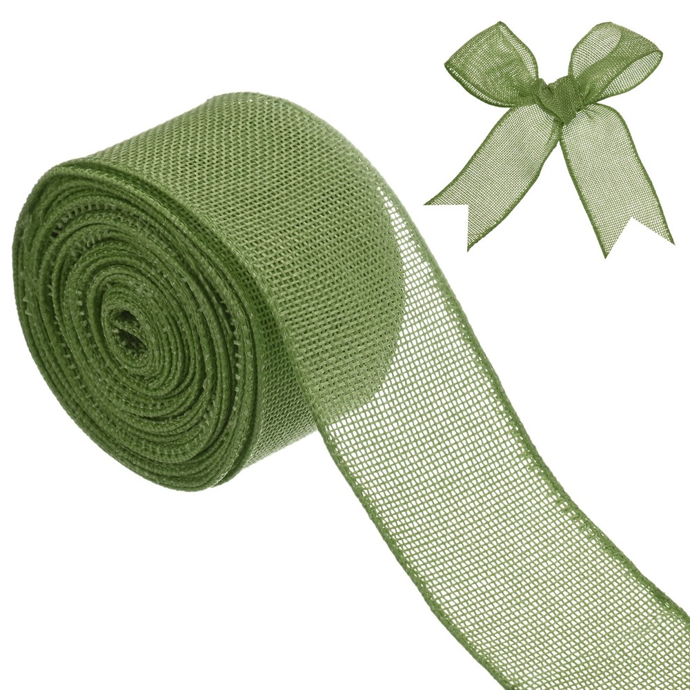 Burlap Ribbon, 2″ x 10 Yards Burlap Wired Edge Ribbon [Olive Green]