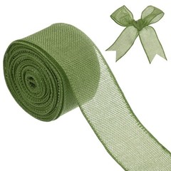 Burlap Ribbon, 2″ x 10 Yards Burlap Wired Edge Ribbon [Olive Green]