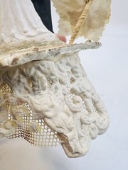 Vintage 1940s 1950s Wedding Cake Topper Bride Groom Bell Fabric Flower Arch