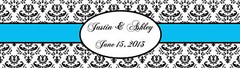 100 Damask 1 Blue Wedding Anniversary Baby Shower Water Bottle Labels