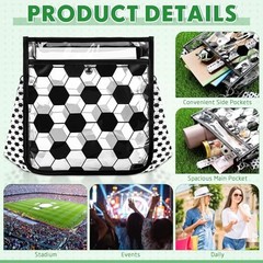 Women Clear PVC Soccer Crossbody Bag Black and White Soccer Bag for Events