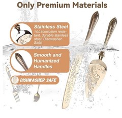 Rose Gold Cake Knife Server Set Deluxe Stainless Steel Cutter (T3)