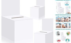 3 Pcs Raffle Boxes Ballot Box for Fundraising, 6 x 6 x 6 6×6×6inch White 3 PCS