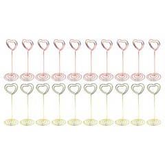 20Pcs Assorted Color Metal Table Number Holders with Heart Design for Memo Clips