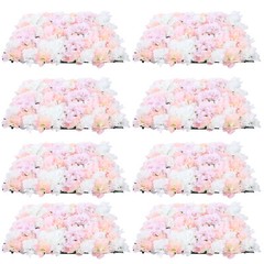 8 Pcs Wedding Artificial Silk Flower Wall Panel Floral Backdrop Party Decoration