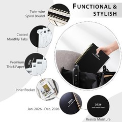 2026 Planner, Daily Weekly and Monthly Planner，Jan 2026 – Dec 2026, 8.4″ Black