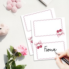 25 PCS Cherry Bow Wave Place Cards Tent Name Table Setting Food Label 031