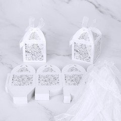 DOYIDE 50pcs Laser Cut Favor boxes, Wedding 2 Count (Pack of 50), White