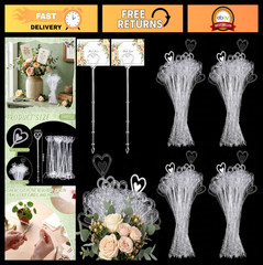 500 Pcs Clear Heart Shaped Floral Picks – Wedding Place Card Holders Clips, 9
