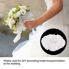 4Pcs, Bouquet Collar Satin DIY Decor Bridal Bouquet Holder for Wedding White
