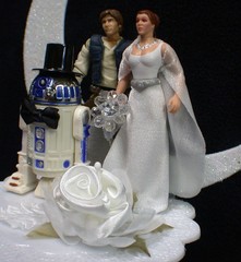Star War Wedding Cake Topper Han Solo Princess Leia R2 Space Bride Groom Top