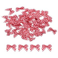 50Pcs Mini Gingham Ribbon Bow 1″ Checkered Ribbon Bows Red and White