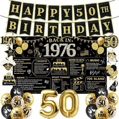 70th Birthday Decorations for Men – Black Gold Party Supplies Set