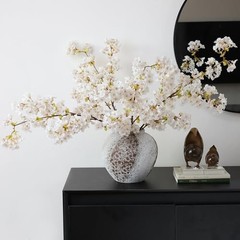 3Pcs Artificial Cherry Blossom Branches 40″ Fake Silk Cherry Blossoms White