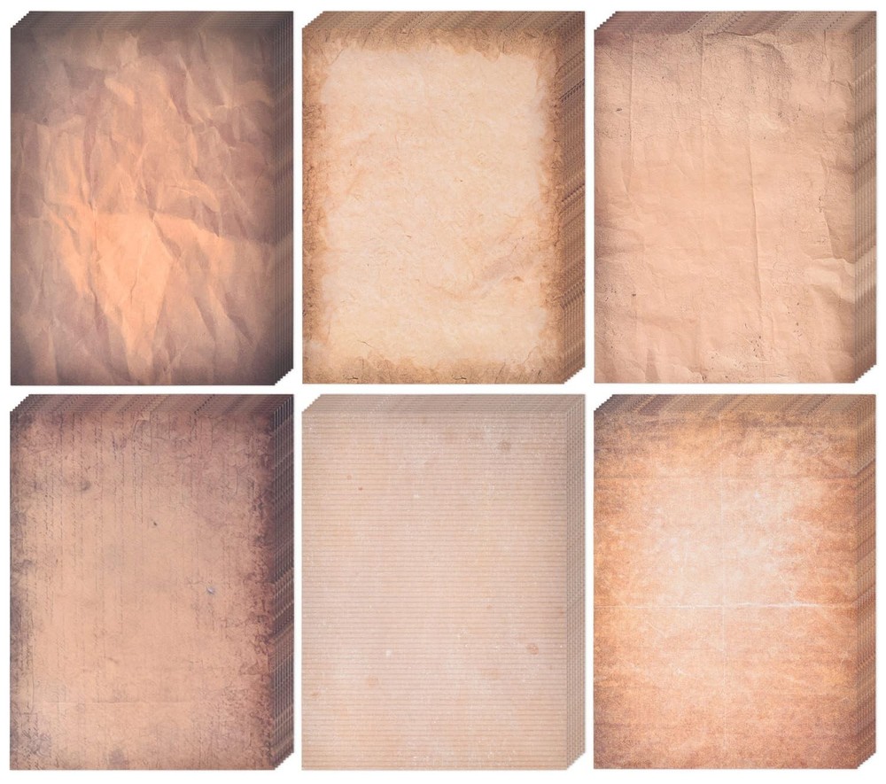 48 Sheets Antique Paper – Classic Aged Vintage – 6 Style