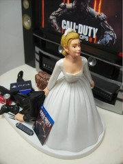 Funny PS Game Over Fan Bride and Groom Wedding cake topper Gamer COD can change