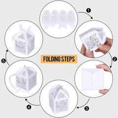 DOYIDE 50pcs Laser Cut Favor boxes, Wedding 2 Count (Pack of 50), White