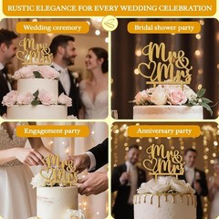 Rustic Wedding Cake Toppers Bride and Groom – Boho Mr and Mrs Cake Topper, Wood