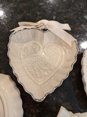NEW LENOX «Wedding Promises» Platinum Heart Dish Party Favors Set of 4