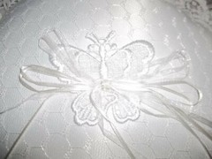 NIB 9 1/2″ White Satin Wedding Ring Pillow Lovely