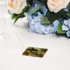 5 CLEAR GOLD 5″ Hexagon ACRYLIC STANDS TABLE NUMBERS Holders Party Decorations