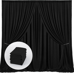 Elegant Black Backdrop Curtain – 4 Panel Photo Drapes for Events 5ft x 10ft