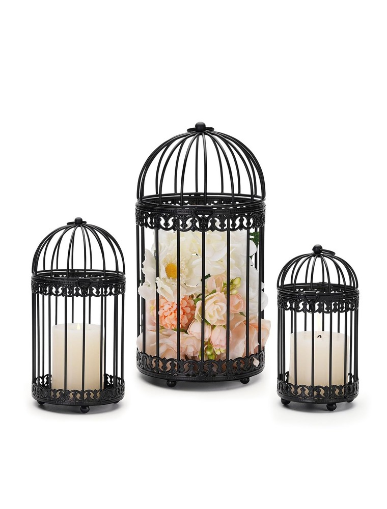 NUPTIO Decorative Bird Cages for Small/Medium/Large Set – 3 pieces, Black