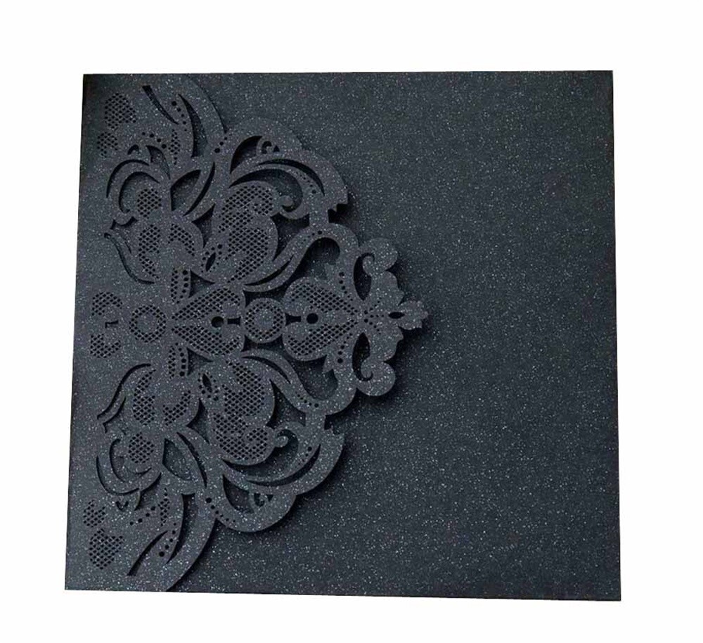 85pcs Black Wedding Invitation Laser Cut Card Personalized Party Floral Lace