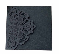 85pcs Black Wedding Invitation Laser Cut Card Personalized Party Floral Lace