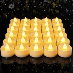Amagic 50 Pcs Flickering Flameless Tea Lights Battery 50 Pack, Ivory