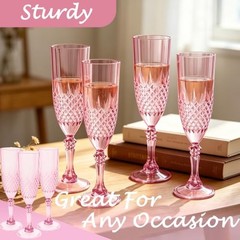 Plastic Champagne Flutes, Champagne Glasses Bulk, Reusable Unbreakable Acrylic