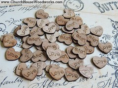 100 little wooden love heart rustic wedding table confetti, guest book decor USA