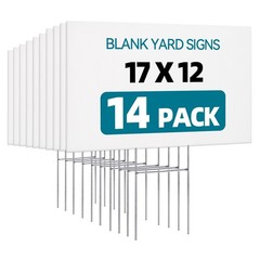 14 Pack Lawn Signs Corrugated Plastic 17×12 Inches Blank Yard Signs with Stak…