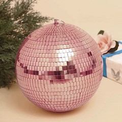 2 pcs 10″ wide Rose Gold Glass Mirror Disco Balls Ornaments Wedding Decorations