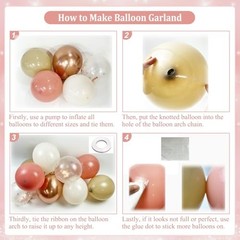 Dusty Pink Balloon Arch Kit, 143Pcs Blush Pink Sand White Nude Rose Gold Boho