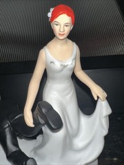 Red Haired Bride Pulling Hubby Wedding Topper