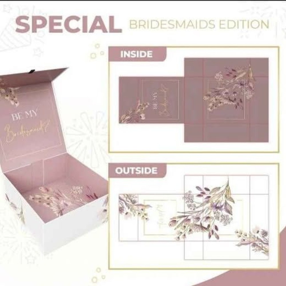 3-Pack Bridesmaid Gift Boxes with Lid Collapsible 9.25″x9.25″x3.75″ Present Box