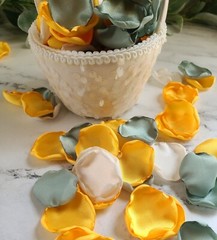 Dusty Sage rose petals Sunflower Yellow wedding decor Western Rustic Proposal