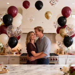 Black Burgundy and Gold Balloons, 12inch 12 inch 35pcs, White Coffee