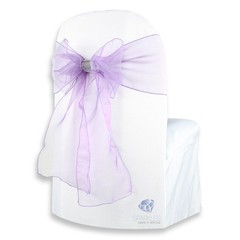 150 pcs Organza Chair Cover Bow Sash 108″x8″ – Purple – w/ Bow Covers rk