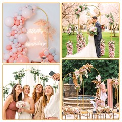 Gold Wedding Arch Backdrop Stand 3 Pcs Set Outdoor Garden Ceremony Decoration