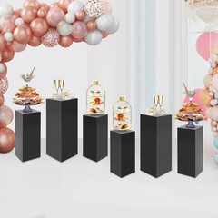 Black Metal Stand Display Pedestal Base 6PCS Square Metal Stands Display Pillars